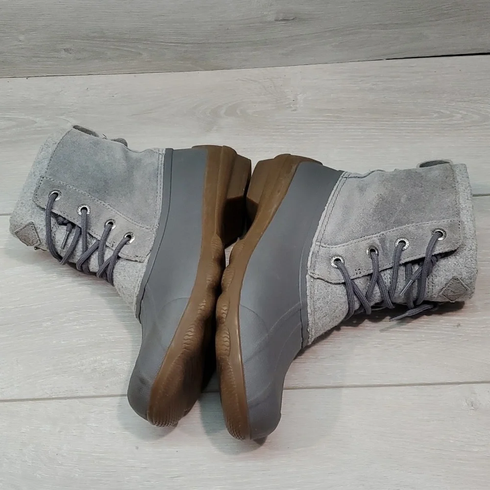 Sperry Womens Top Sider Wool Saltwater Rubber Waterproof Boots shoes sz 6.5M